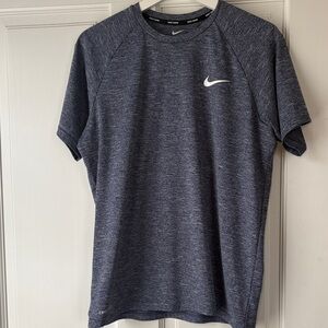 Nike Swim Men's Dark Heathered Blue Gray Navy dri-fit upf 40 tee small